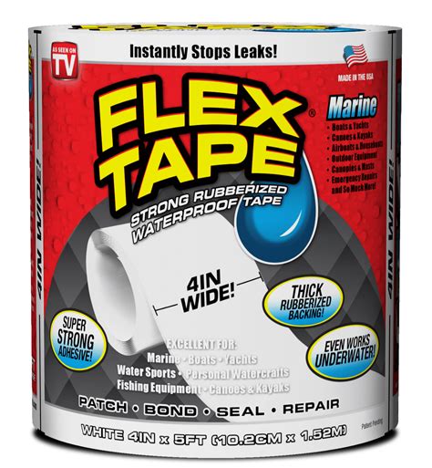 Flex Tape Strong Rubberized Waterproof Tape, Marine, 4 inches x 5 feet ...