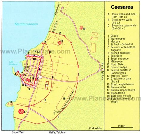 Map of Caesarea Attractions | Tourist, Israel travel, Tourist attraction