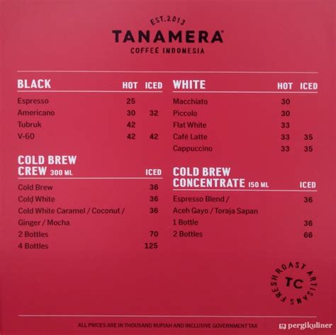 Selalu diperbarui! Menu Tanamera Coffee Roastery, Thamrin