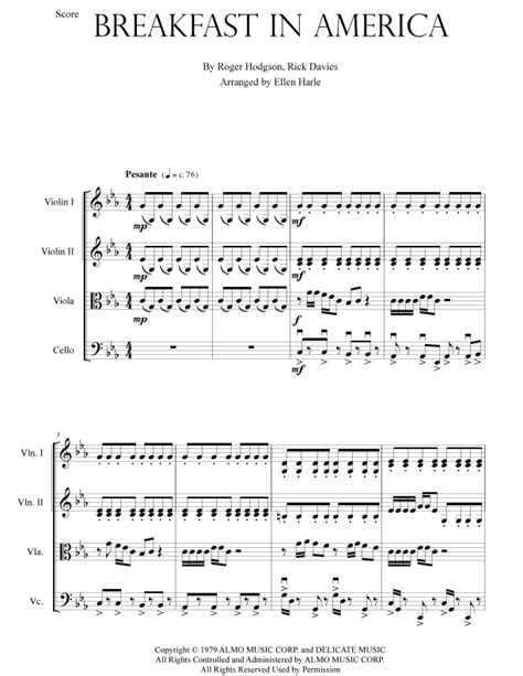 Breakfast In America (arr. Ellen Harle) Sheet Music | Supertramp ...