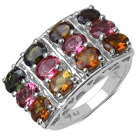 Genuine Oval Brown Tourmaline and Pink Tourmaline Ring in Sterling Silver - Size 6.00 - Walmart.com