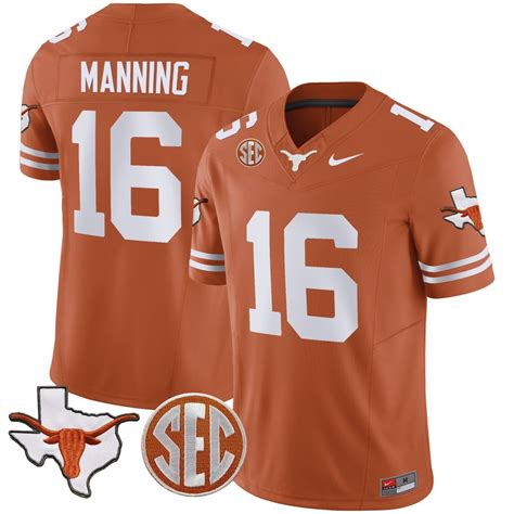 Men'S Arch Manning Texas Longhorns Vapor Limited Sec Patch Jersey - All ...