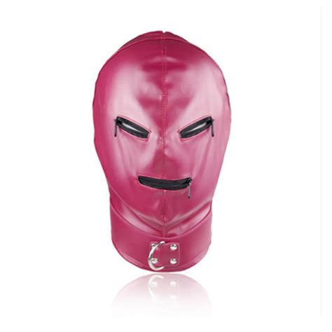 Black Faux Leather Head Bondage Restraint Mask Open Mouth&Eyes Fetish Erotic Toys Sex Toys for ...