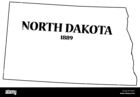 A North Dakota state outline with the date of statehood isolated on a ...