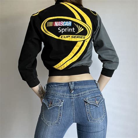 NASCAR Women's Black and Yellow Jacket | Depop