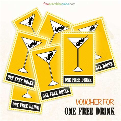 Free Printable Drink Voucher (Free Printables Online) | printable tickets/labels, etc | Drink ...