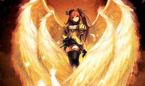 Download Twintails Orange Hair Orange Eyes Fantasy Wings Angel Anime ...