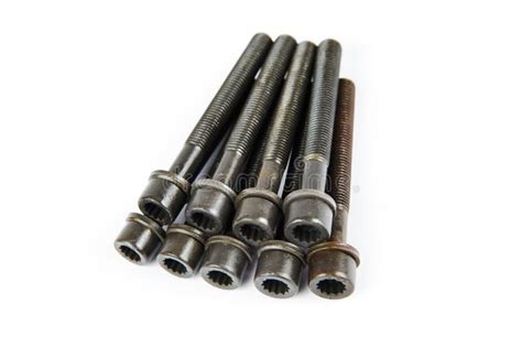 A Set of New Cylinder Head Bolts in Oil Stock Photo - Image of head, metal: 107582404