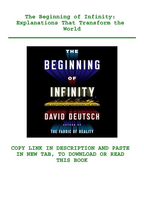 PDF) The Beginning of Infinity Explanations That Transform the World PDF