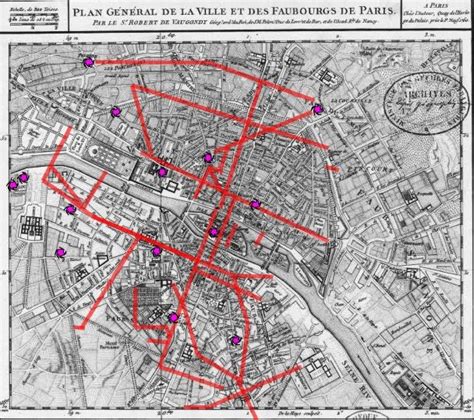 Paris after Haussmann. Red lines are new roads. | Paris, New roads ...