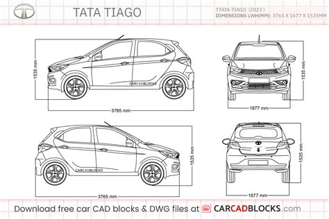 Tata Tiago 2023 Free CAD Blocks, DWG File - CarCadBlocks