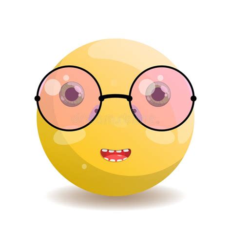 Emoji Emoticon Round with Small Mouth, Round Pink Glasses with Black ...
