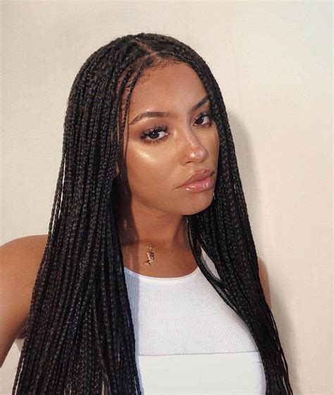 27+ Beautiful Box Braid Hairstyles For Black Women + Feed-In Knotless ...