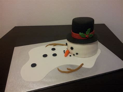 Melting Snowman Cake - Winter, Christmas, Snowman, Snow, Fondant Cake ...