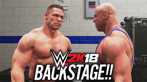 WWE 2K18 - JOHN CENA vs KURT ANGLE!! (BACKSTAGE!! NEW GAMEPLAY!!) - YouTube