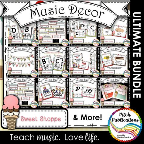 Music Decor BUNDLE - SWEET SHOPPE - Music classroom decorations!