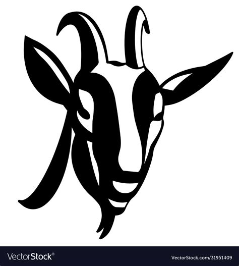 Hand drawing black and white goat face Royalty Free Vector