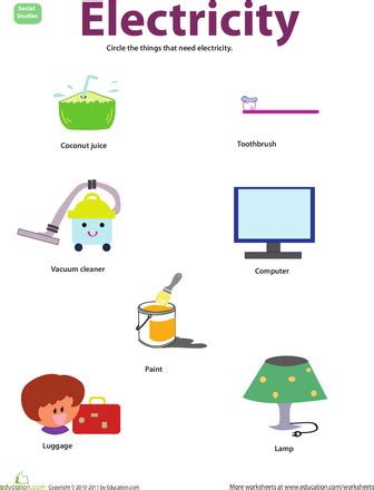 Things that Use Electricity | Worksheet | Education.com | Energy kids ...