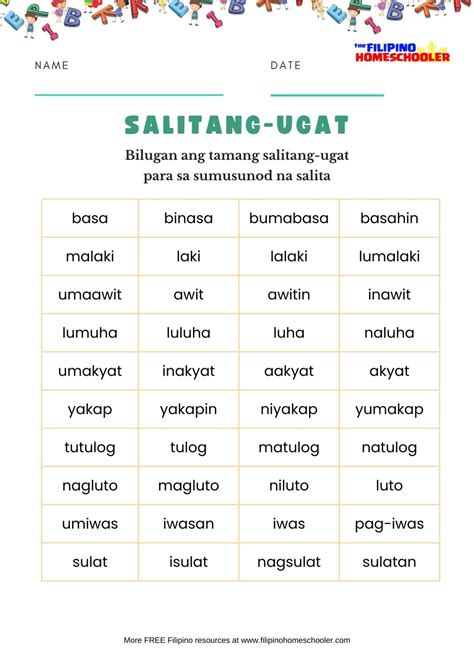 Salitang-ugat Filipino Worksheets — The Filipino Homeschooler