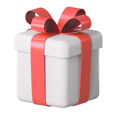 Realistic 3d white gift box with red glossy ribbon bow isolated on ...