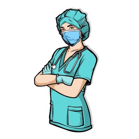 Premium Vector | Female nurse wearing surgery mask | Material de ...