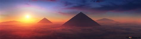 Pyramids Sunset Sky 4K wallpaper download