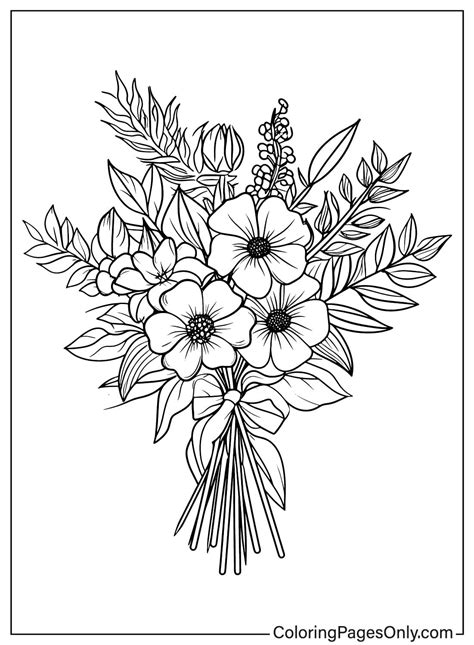 Flower Bouquet Coloring Sheet for Kids - Free Printable Coloring Pages