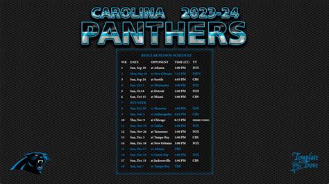 2023-2024 Carolina Panthers Wallpaper Schedule