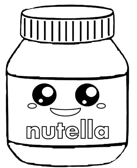 Kawaii Nutella Coloring Pages