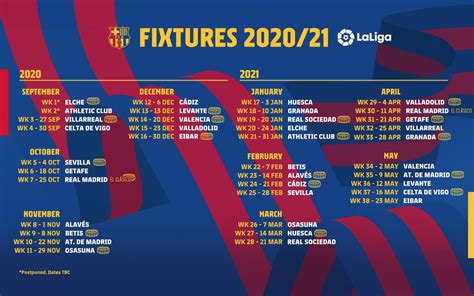 Barcelona tiene calendario para la próxima temporada