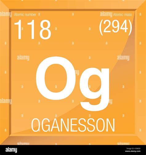 Oganesson symbol. Element number 118 of the Periodic Table of the Elements - Chemistry - Square ...