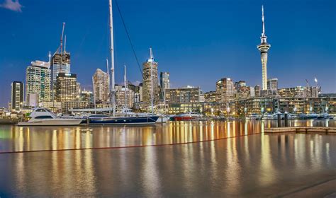 New Zealand Harbor Auckland Cityscape City Lights Wallpaper ...