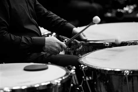 Hands Musician Playing the Timpani in the Orchestra Stock Image - Image ...