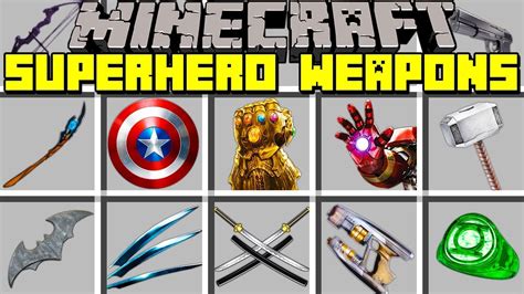 Minecraft SUPERHERO WEAPONS MOD! l INFINITY GAUNTLET, THORS HAMMER & MORE! l Modded Mini-Game ...