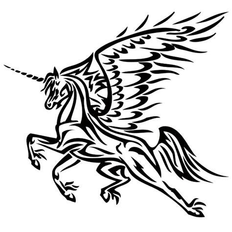 Tribal style flying unicorn pegasus tattoo design - Tattooimages.biz