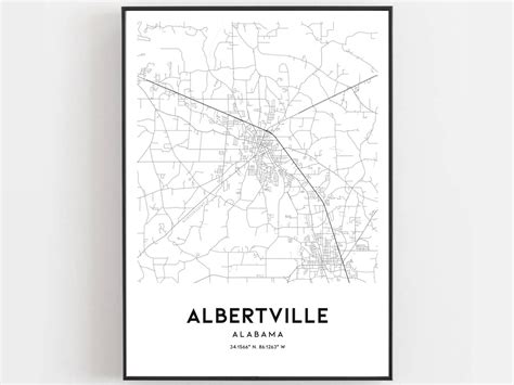 Albertville Map Print Albertville Map Poster Wall Art Al | Etsy