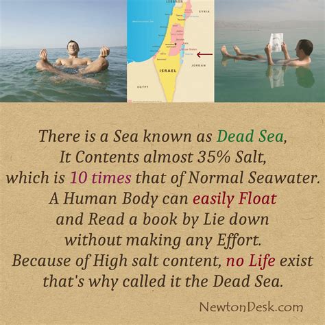 Dead Sea Is 10 Times Salty than Normal & Human Body Float - Facts