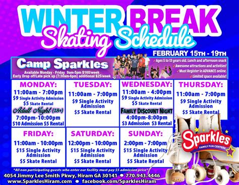 Sparkles Skating Rink Hours | Hiram GA Skating Rink Schedule | Sparkles ...