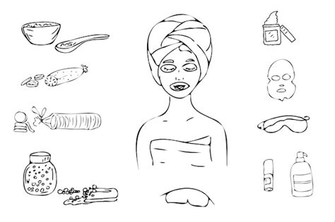 Premium Vector | Spa set body parts facial care.Masks and creams.Tools.Drawing doodle style ...