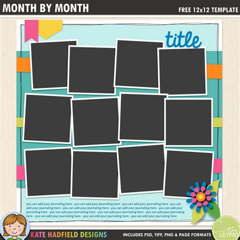 Free digital scrapbook template: Month By Month - Kate Hadfield Designs