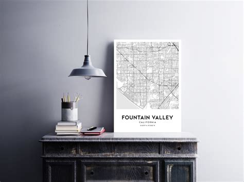 Fountain Valley Map Print, Fountain Valley Map Poster Wall Art, Ca City Map, California Print ...