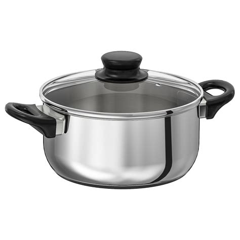 ANNONS pot with lid, glass/stainless steel, 3.0 qt - IKEA