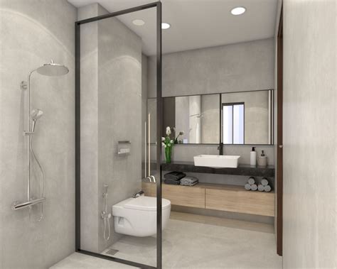 Contemporary Glass Partition Bathroom | Livspace