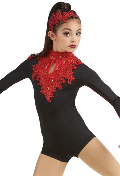 Ballet Gymnastics Leotard for Girls Women Dance Costumes Long Sleeve Applique Dance Wear Adult ...