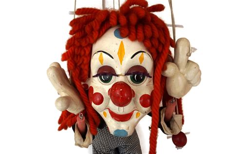 Giant Pelham Bimbo Clown Puppet, 1960s Large String Marionette, Toy Shop Window Display