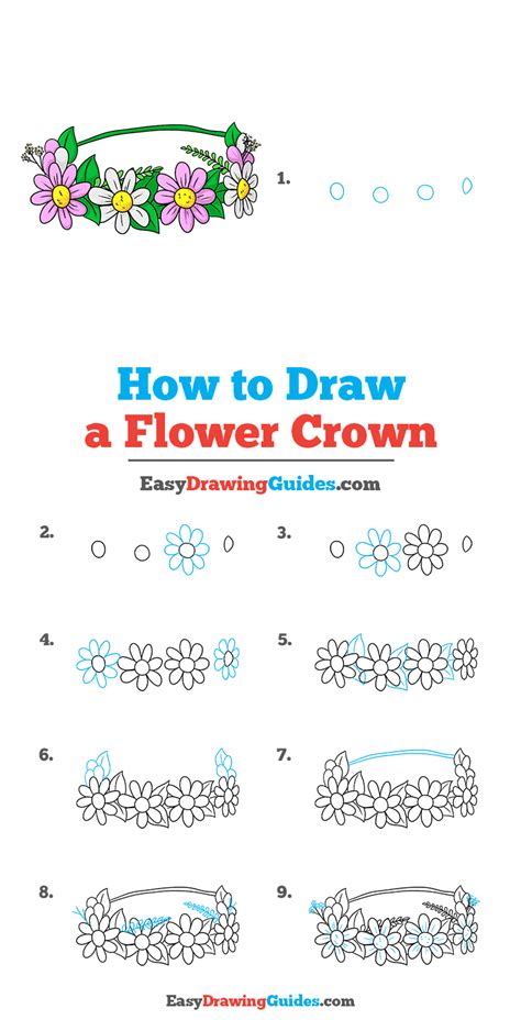 How To Draw A Flower Crown Step By Step - Dengan Santai