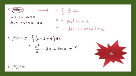 5.2 Antiderivatives with ln(x) form - YouTube