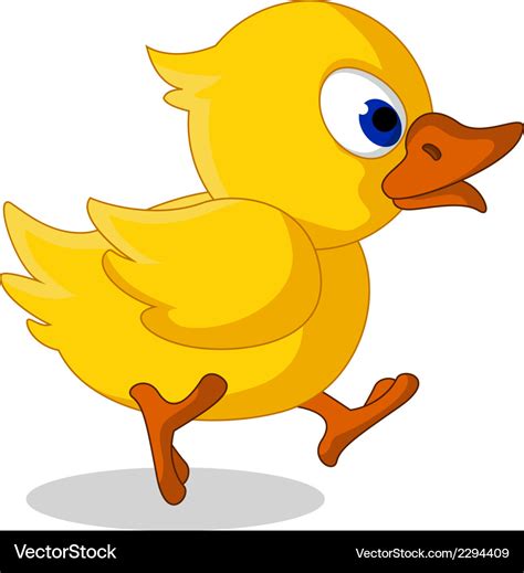 Cute little baby duck cartoon running Royalty Free Vector