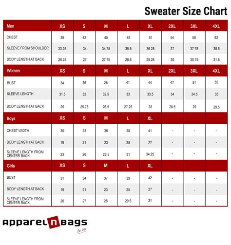 Precise Sweaters Size Chart & Measurement Guide–Apparelnbags