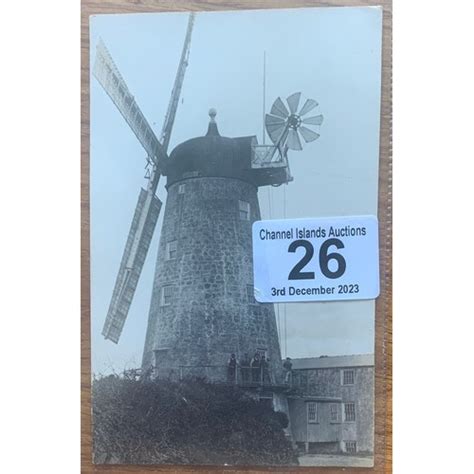 Real photographic postcard, Vale Mill Guernsey, close up, showing the sails, circa 1910.